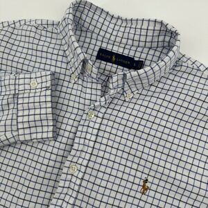 Ralph Lauren Mens Blue White Check Button Down Shirt Large RN 41381 Cotton